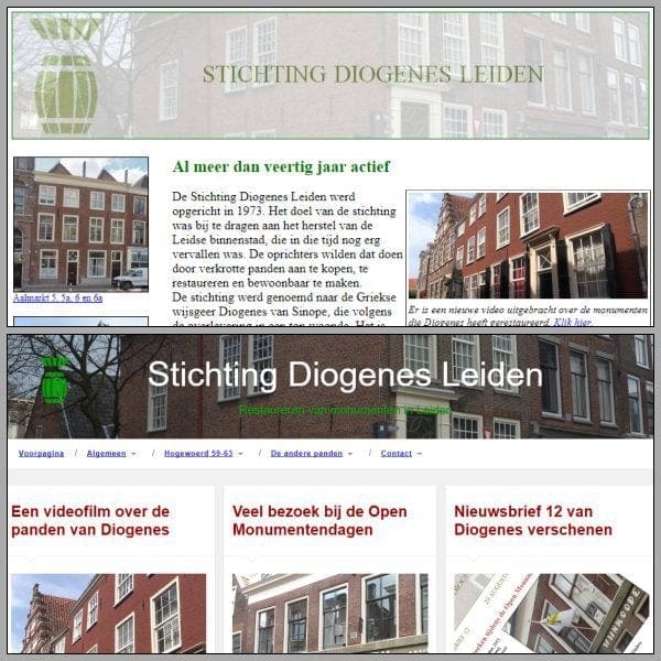 De oude en de nieuwe website van Diogenes